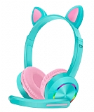 Karler Kedi Kulak Led Işıklı Bluetooth Yeşil Kulaklık