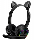 Karler Kedi Kulak Led Işıklı Bluetooth Siyah Kulaklık