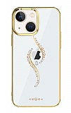 Kingxbar iPhone 13 Swarovski S Taşlı Kristal Gold Kılıf
