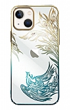 Kingxbar iPhone 13 Swarovski Taşlı Kristal Peacock Renkli Kılıf