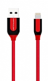 Konfulon S51 Lightning Dayanaklı Kırmızı Data Kablosu 1m