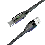 Konfulon S93 Ledli Siyah Type-C USB Data Kablosu 1m