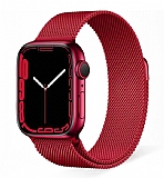 KRD-01 Apple Watch 7 Kırmızı Metal Kordon 45mm