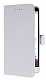 LG G3 Stylus Cüzdanlı Yan Kapaklı Beyaz Deri Kılıf
