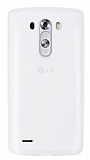 LG G3 Ultra İnce Şeffaf Beyaz Silikon Kılıf