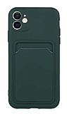 iPhone 12 6.1 inç Kartlıklı Kamera Korumalı Koyu Yeşil Kılıf