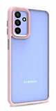Lux Metal Serisi Samsung Galaxy M23 Mat Pembe Kenarl effaf Silikon Klf
