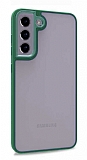 Lux Metal Serisi Samsung Galaxy S21 FE 5G Mat Yeşil Kenarlı Şeffaf Silikon Kılıf