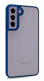 Lux Metal Serisi Samsung Galaxy S21 FE 5G Mat Lacivert Kenarlı Şeffaf Silikon Kılıf