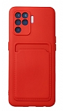 Oppo Reno5 F Kartlıklı Kamera Korumalı Kırmızı Kılıf