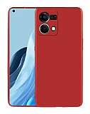 Oppo Reno7 4G Kamera Korumalı Mat Kırmızı Silikon Kılıf