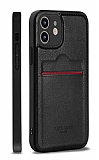Rich Boss iPhone 11 Kartlıklı Kamera Korumalı Siyah Deri Kılıf
