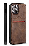 Rich Boss iPhone 11 Pro Max Kartlıklı Kamera Korumalı Koyu Kahverengi Deri Kılıf