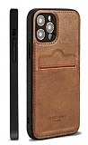 Rich Boss iPhone 11 Pro Max Kartlıklı Kamera Korumalı Kahverengi Deri Kılıf
