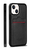 Rich Boss iPhone 13 Mini Kartlıklı Siyah Deri Kılıf