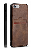 Rich Boss iPhone 6 / 6S Kartlıklı Koyu Kahverengi Deri Kılıf