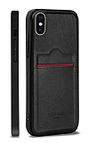 Rich Boss iPhone X / XS Kartlıklı Siyah Deri Kılıf