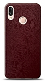Dafoni Huawei P20 Lite Bordo Deri Görünümlü Telefon Kaplama