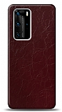 Dafoni Huawei P40 Bordo Electro Deri Grnml Telefon Kaplama