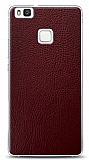 Dafoni Huawei P9 Lite Bordo Deri Görünümlü Telefon Kaplama
