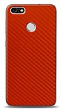 Dafoni Huawei P9 Lite Mini Kırmızı Karbon Görünümlü Telefon Kaplama