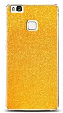Dafoni Huawei P9 Lite Sarı Parlak Simli Telefon Kaplama