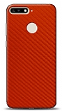Dafoni Huawei Y6 2018 Kırmızı Karbon Görünümlü Telefon Kaplama
