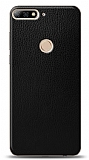 Dafoni Huawei Y7 2018 Siyah Deri Görünümlü Telefon Kaplama