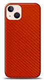 Dafoni iPhone 13 Mini Kırmızı Karbon Görünümlü Telefon Kaplama