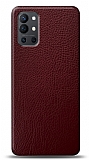 Dafoni OnePlus 9R Bordo Deri Görünümlü Telefon Kaplama