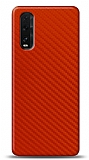 Dafoni Oppo Find X2 Kırmızı Karbon Görünümlü Telefon Kaplama
