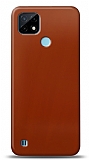 Dafoni Realme C21 Metalik Parlak Görünümlü Kırmızı Telefon Kaplama