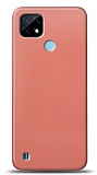 Dafoni Realme C21 Metalik Parlak Görünümlü Pembe Telefon Kaplama