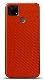 Dafoni Realme C25 Kırmızı Karbon Görünümlü Telefon Kaplama
