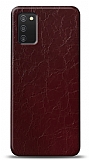 Dafoni Samsung Galaxy A03s Bordo Electro Deri Görünümlü Telefon Kaplama