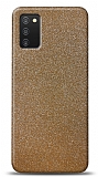 Dafoni Samsung Galaxy A03s Gold Parlak Simli Telefon Kaplama