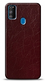 Dafoni Samsung Galaxy A21s Bordo Electro Deri Grnml Telefon Kaplama