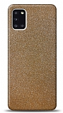 Dafoni Samsung Galaxy A31 Gold Parlak Simli Telefon Kaplama