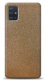 Dafoni Samsung Galaxy A51 Gold Parlak Simli Telefon Kaplama