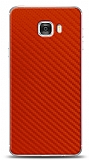 Dafoni Samsung Galaxy C7 Kırmızı Karbon Görünümlü Telefon Kaplama