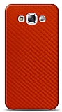 Dafoni Samsung Galaxy E5 Kırmızı Karbon Görünümlü Telefon Kaplama