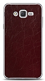 Dafoni Samsung Galaxy J2 Bordo Electro Deri Görünümlü Telefon Kaplama