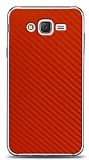 Dafoni Samsung Galaxy J2 Kırmızı Karbon Görünümlü Telefon Kaplama