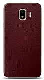 Dafoni Samsung Galaxy J4 Bordo Deri Görünümlü Telefon Kaplama