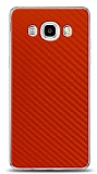 Dafoni Samsung Galaxy J5 2016 Kırmızı Karbon Görünümlü Telefon Kaplama