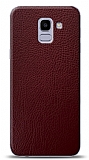 Dafoni Samsung Galaxy J6 Bordo Deri Görünümlü Telefon Kaplama