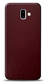 Dafoni Samsung Galaxy J6 Plus Bordo Deri Görünümlü Telefon Kaplama