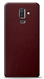 Dafoni Samsung Galaxy J8 Bordo Deri Görünümlü Telefon Kaplama