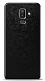 Dafoni Samsung Galaxy J8 Siyah Deri Görünümlü Telefon Kaplama