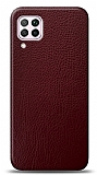 Dafoni Samsung Galaxy M12 Bordo Deri Görünümlü Telefon Kaplama